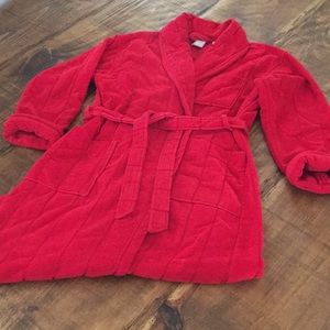 Plush red velour heavyweight robe